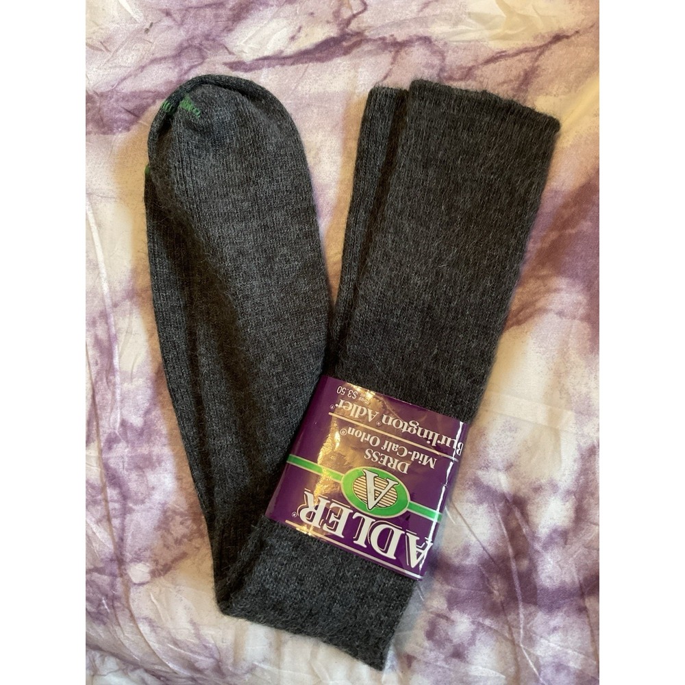 Adler Grey Vintage Mid-Calf Orlon Socks Mens Size 10-13 New